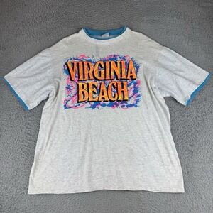 Vintage Virginia Beach Colorful 90s Shirt Men's Size L/xl Made In USA